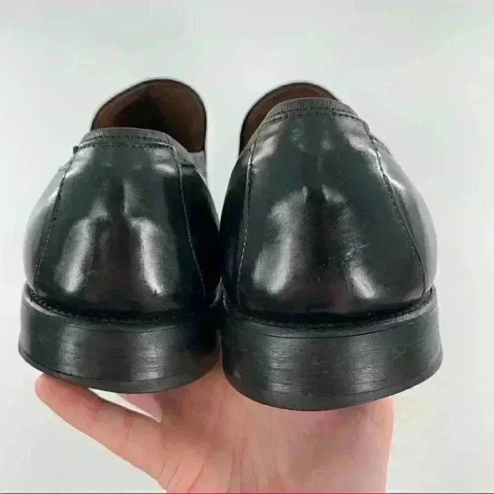 Allen Edmonds Ethan size 9.5 black leather vintage 90s slip on tassel loafers